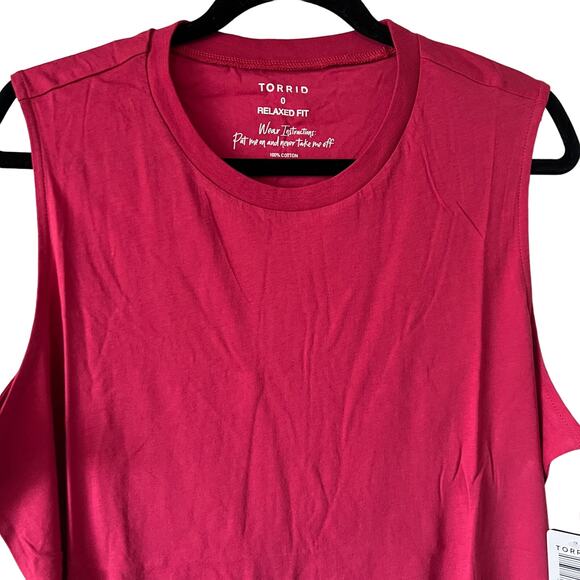 Torrid Women's Deep Pink Vintage Cotton Jersey High Neck Tank - Size 0 - NWT - Picture 3 of 8